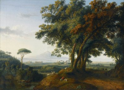 An Italian Capriccio Veduta by Jacob Philippe Hackert